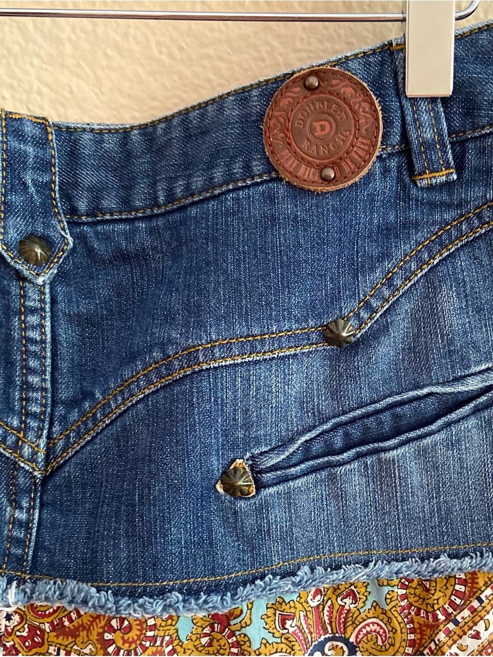 Skirt - Double D Ranch - Denim Yoke - Handkerchief Hem - Paisley Print - Size 12 - Picture 5 of 8